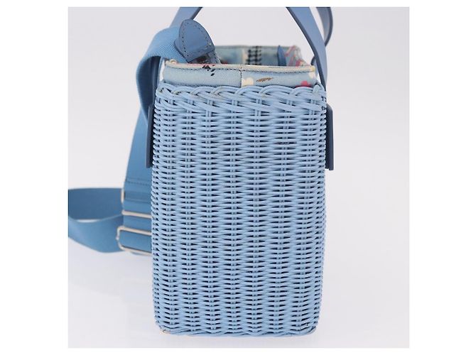 Miu Miu Hand Bag Rattan 2way Light Blue Silver - vista 3