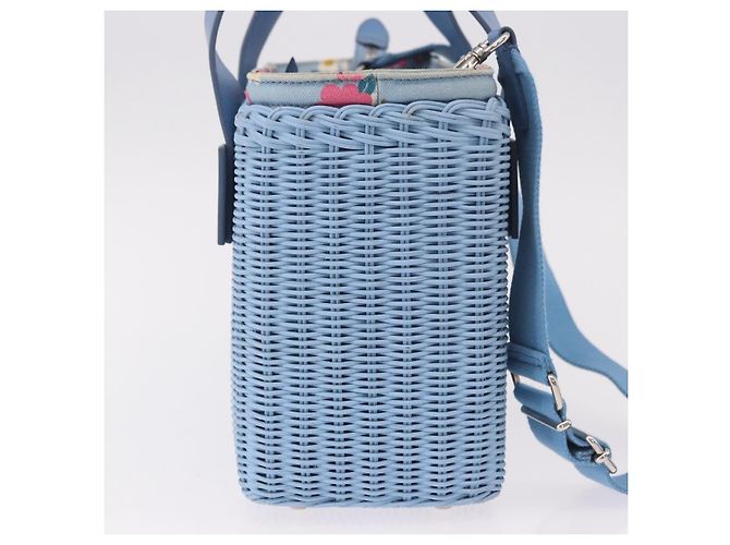 Miu Miu Hand Bag Rattan 2way Light Blue Silver - vista 4