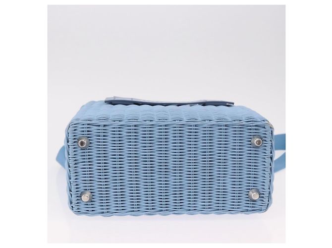 Miu Miu Hand Bag Rattan 2way Light Blue Silver - vista 5