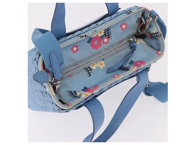 Miu Miu Hand Bag Rattan 2way Light Blue Silver - vista 6