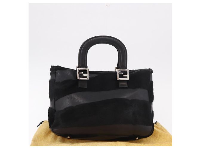 FENDI Hand Bag Harako Leather Black Silver - vista 12