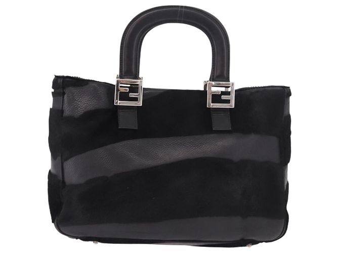 FENDI Hand Bag Harako Leather Black Silver - vista 13