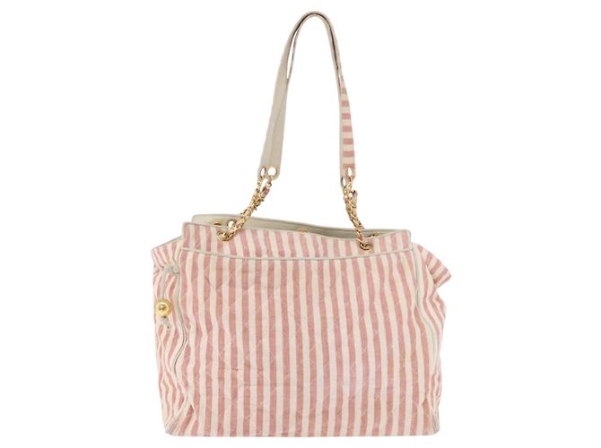 CHANEL Matelasse Shoulder Bag Canvas Pink Gold CC - vista 2