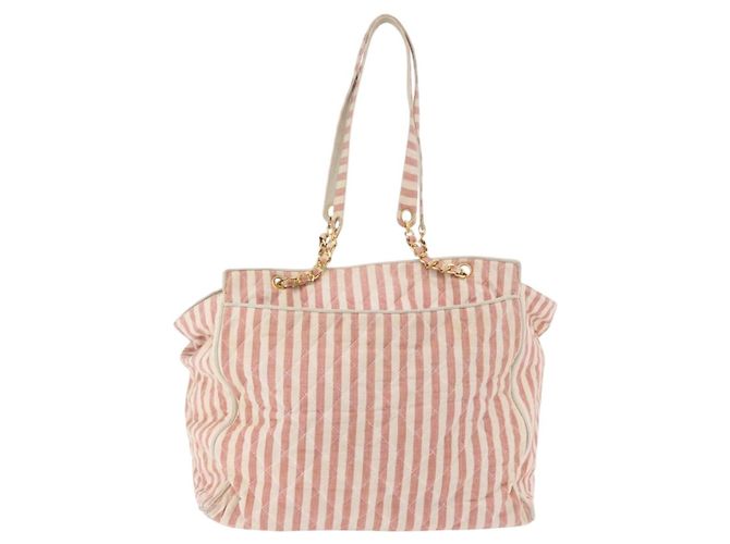 CHANEL Matelasse Shoulder Bag Canvas Pink Gold CC - vista 3
