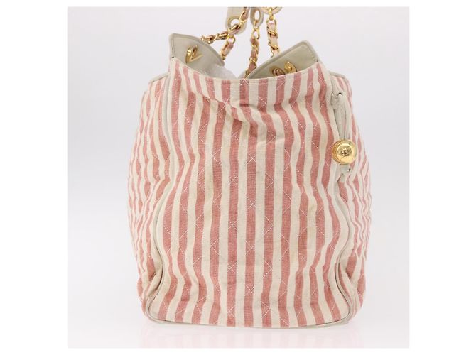 CHANEL Matelasse Shoulder Bag Canvas Pink Gold CC - vista 5