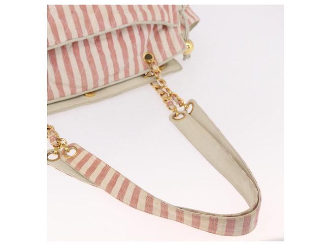 CHANEL Matelasse Shoulder Bag Canvas Pink Gold CC - vista 7