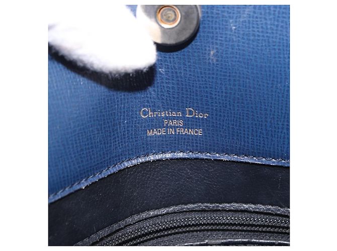 Christian Dior Shoulder Bag Leather Blue Gold - vista 15