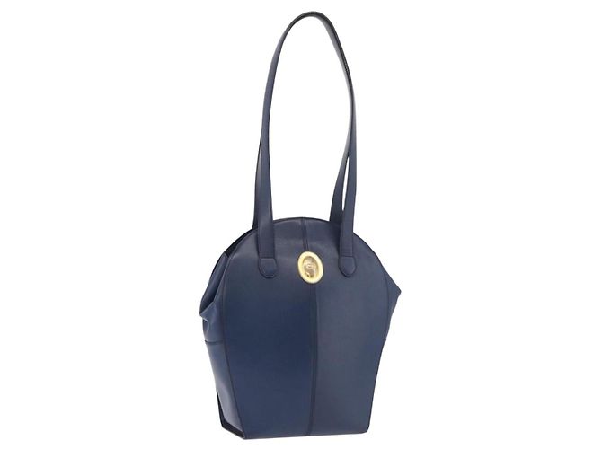 Christian Dior Shoulder Bag Leather Blue Gold - vista 2