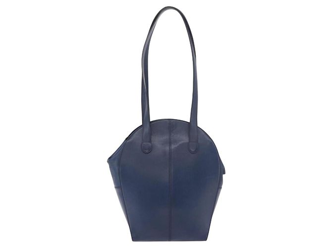 Christian Dior Shoulder Bag Leather Blue Gold - vista 3