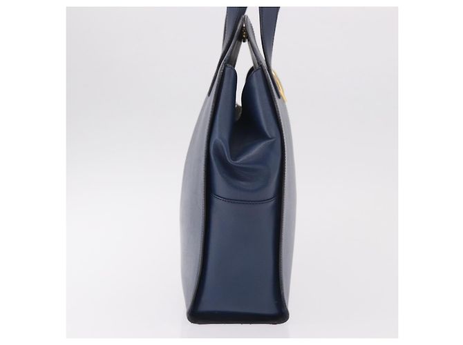 Christian Dior Shoulder Bag Leather Blue Gold - vista 5