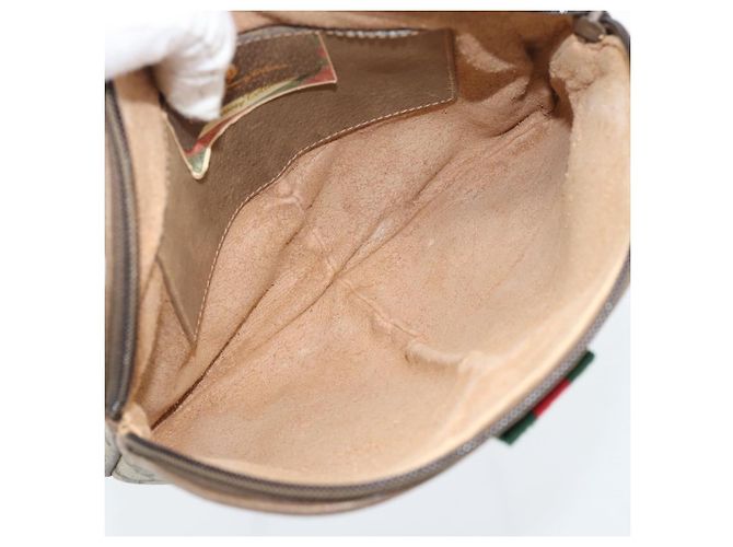 GUCCI GG Supreme Web Sherry Line Bag PVC Beige Gold 68 02 047 - vista 16