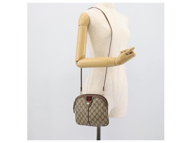 GUCCI GG Supreme Web Sherry Line Bag PVC Beige Gold 68 02 047 - vista 21