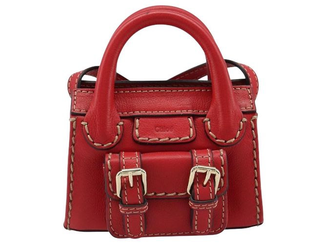 Chloé Chloe Hand Bag Leather 2way Red Gold - vista 13