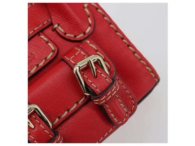 Chloé Chloe Hand Bag Leather 2way Red Gold - vista 18