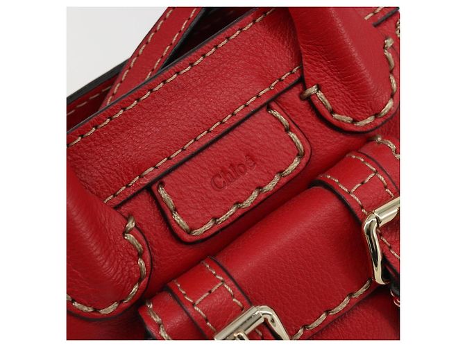 Chloé Chloe Hand Bag Leather 2way Red Gold - vista 19