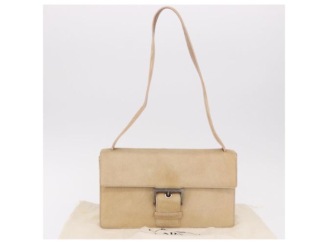 PRADA Shoulder Bag Harako leather Beige Silver - vista 12