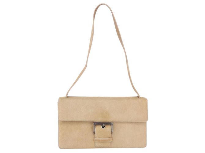 PRADA Shoulder Bag Harako leather Beige Silver - vista 13