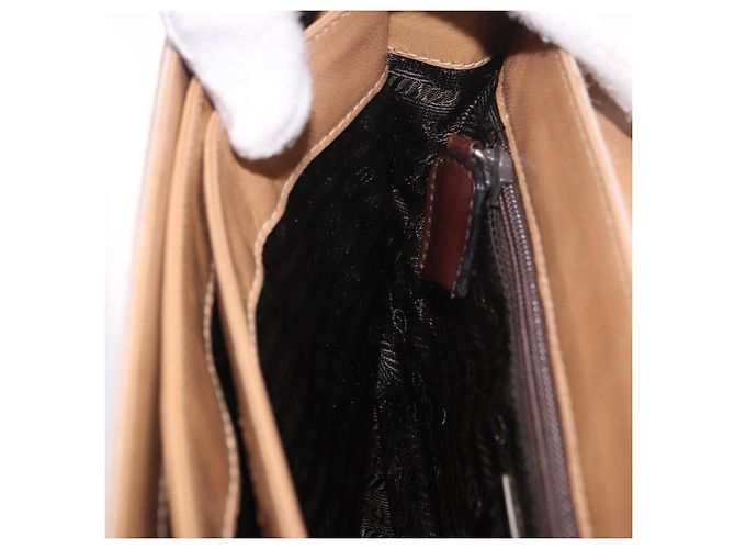 PRADA Shoulder Bag Harako leather Beige Silver - vista 31