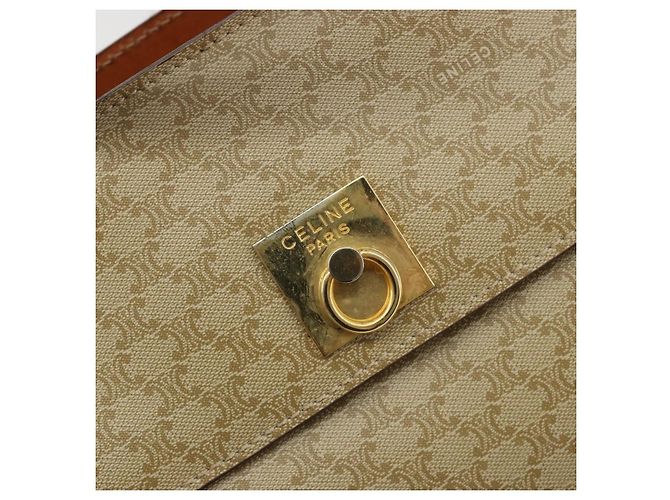 Céline CELINE Macadam Canvas Hand Bag PVC Beige Gold - vista 18