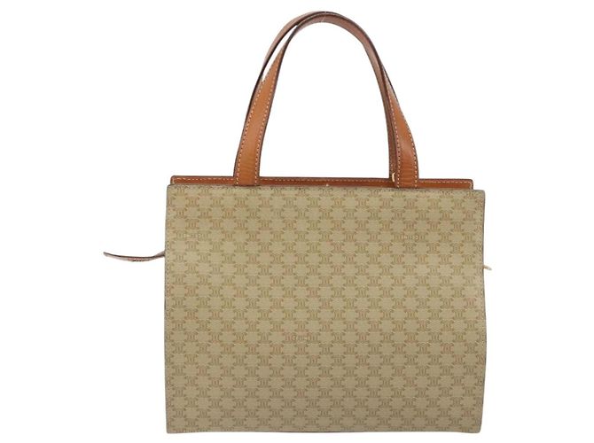 Céline CELINE Macadam Canvas Hand Bag PVC Beige Gold - vista 2