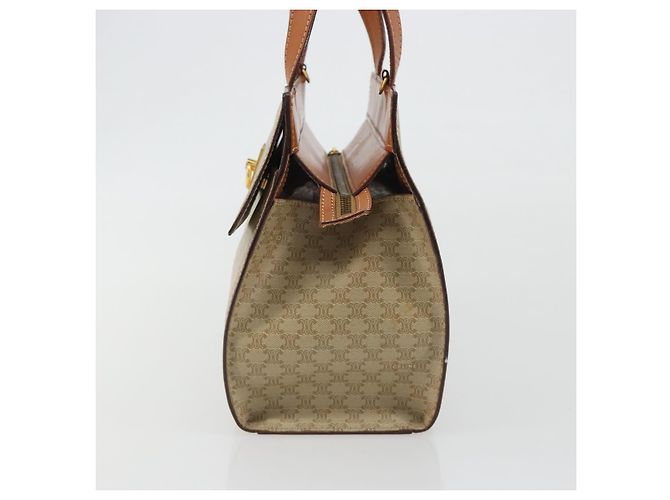 Céline CELINE Macadam Canvas Hand Bag PVC Beige Gold - vista 4