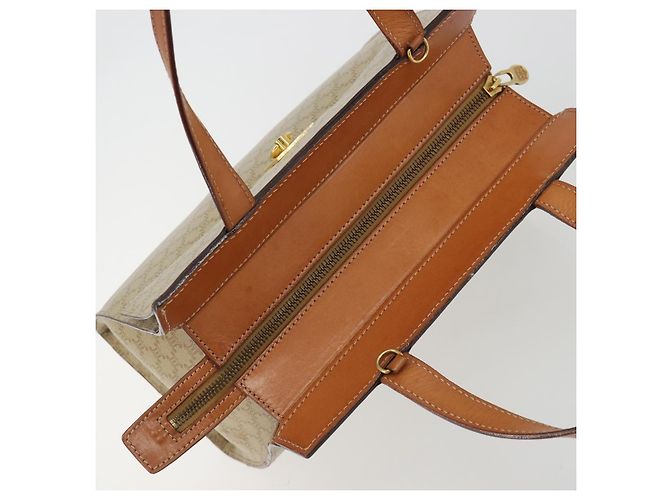 Céline CELINE Macadam Canvas Hand Bag PVC Beige Gold - vista 6