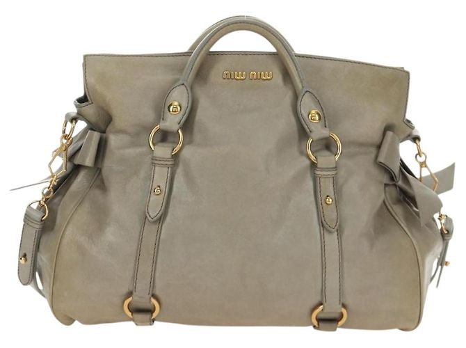 Miu Miu Hand Bag Leather 2way Gray Gold - vista 13