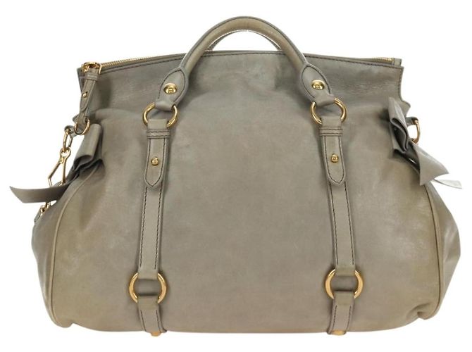 Miu Miu Hand Bag Leather 2way Gray Gold - vista 2