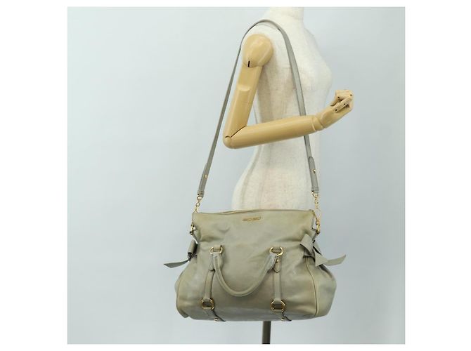 Miu Miu Hand Bag Leather 2way Gray Gold - vista 27