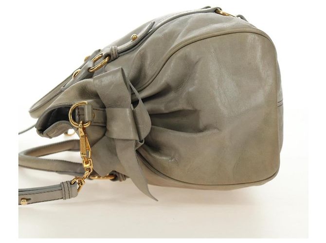 Miu Miu Hand Bag Leather 2way Gray Gold - vista 4
