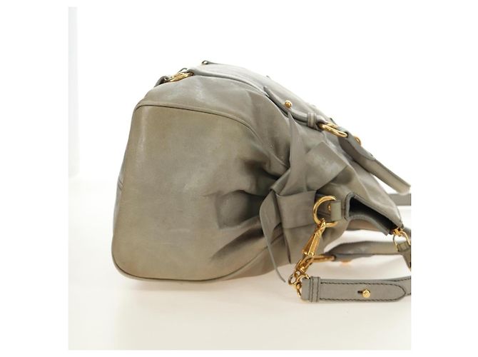 Miu Miu Hand Bag Leather 2way Gray Gold - vista 5