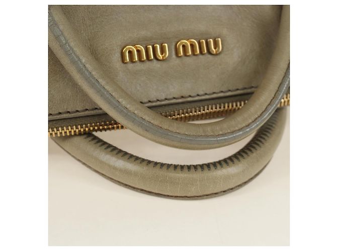 Miu Miu Hand Bag Leather 2way Gray Gold - vista 7