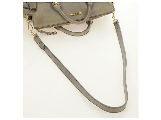 Miu Miu Hand Bag Leather 2way Gray Gold - vista 8