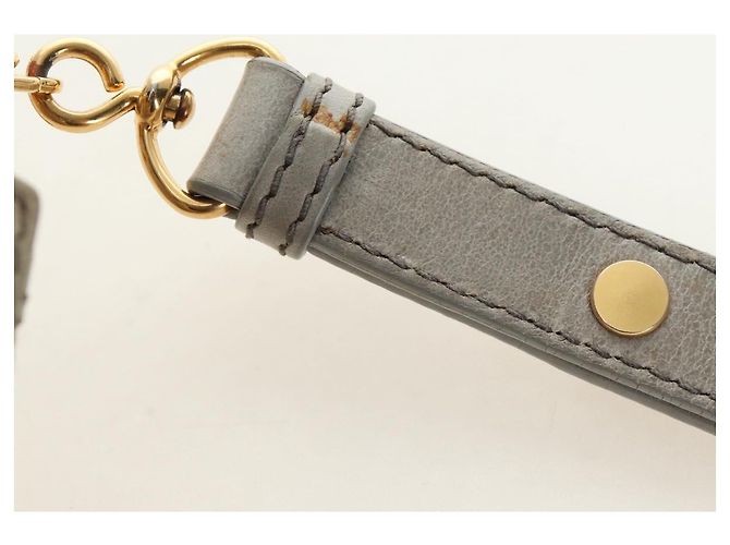 Miu Miu Hand Bag Leather 2way Gray Gold - vista 9