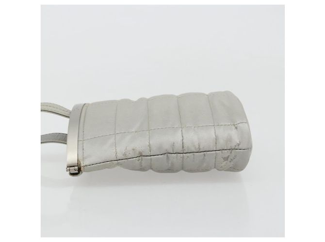 CHANEL Choco Bar Hand Pouch Nylon Silver CC - vista 5