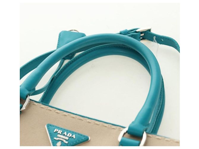 PRADA Galleria Hand Bag Leather 2way Blue Silver - vista 10