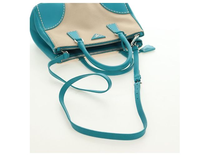 PRADA Galleria Hand Bag Leather 2way Blue Silver - vista 11