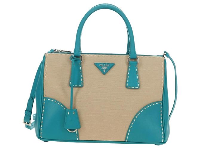 PRADA Galleria Hand Bag Leather 2way Blue Silver - vista 2