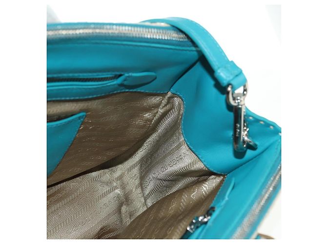 PRADA Galleria Hand Bag Leather 2way Blue Silver - vista 22