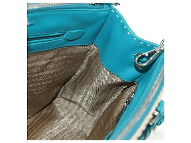 PRADA Galleria Hand Bag Leather 2way Blue Silver - vista 23