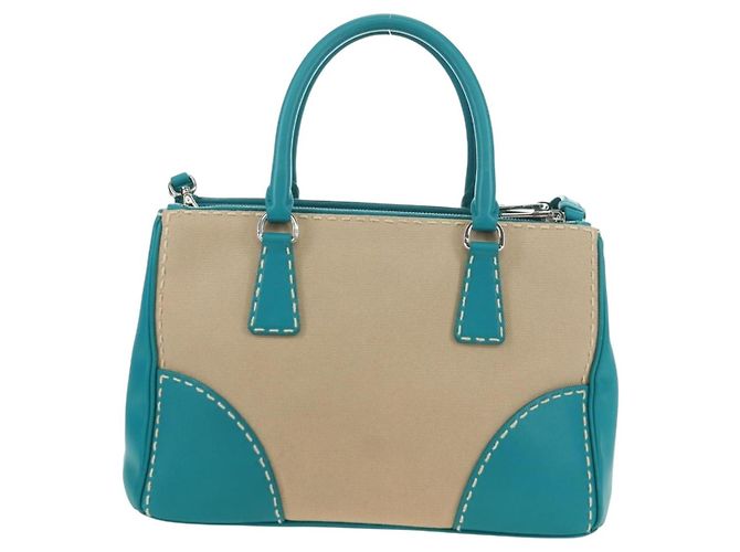 PRADA Galleria Hand Bag Leather 2way Blue Silver - vista 3