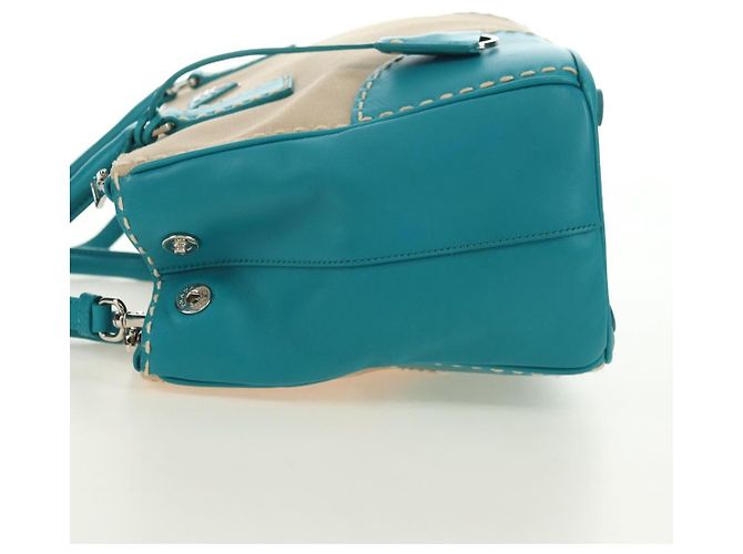 PRADA Galleria Hand Bag Leather 2way Blue Silver - vista 4