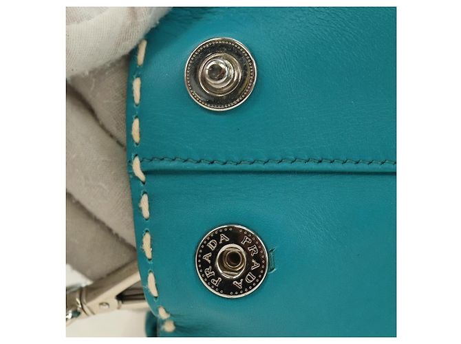 PRADA Galleria Hand Bag Leather 2way Blue Silver - vista 5