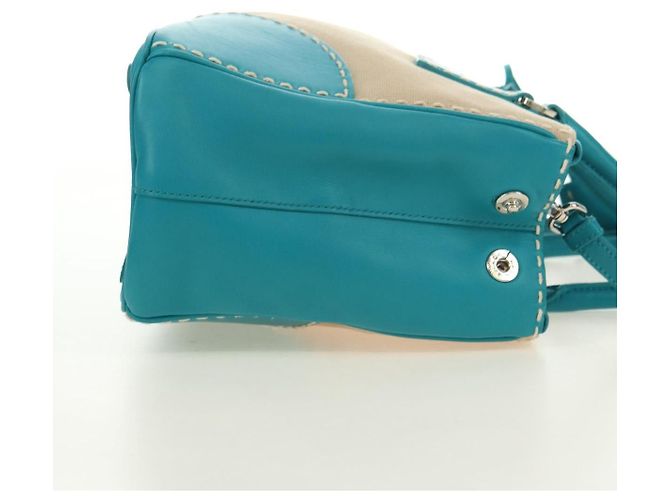 PRADA Galleria Hand Bag Leather 2way Blue Silver - vista 6
