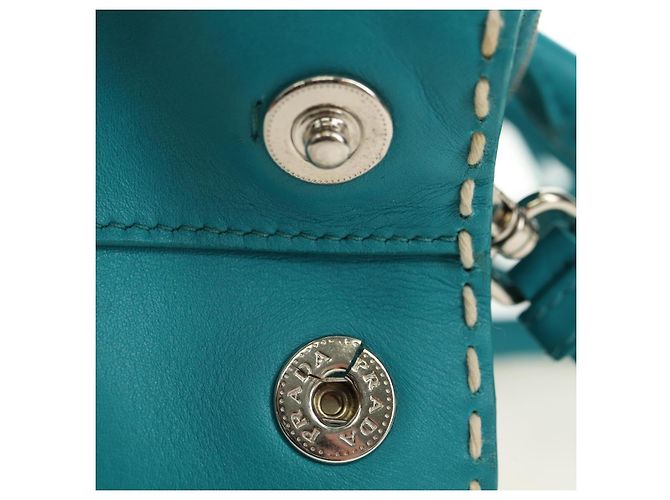 PRADA Galleria Hand Bag Leather 2way Blue Silver - vista 7
