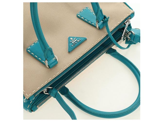 PRADA Galleria Hand Bag Leather 2way Blue Silver - vista 8