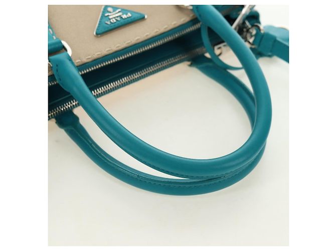 PRADA Galleria Hand Bag Leather 2way Blue Silver - vista 9