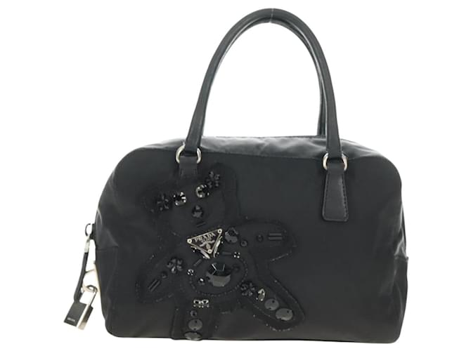 PRADA Hand Bag Nylon Black Silver - vista 2