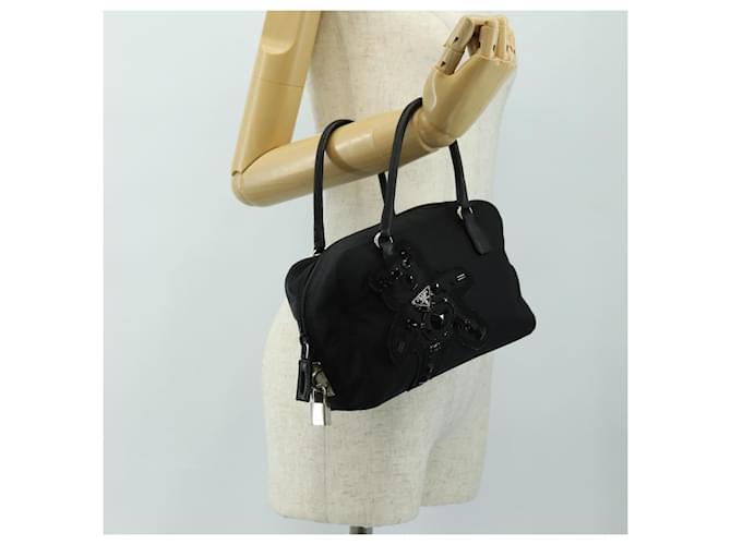 PRADA Hand Bag Nylon Black Silver - vista 25