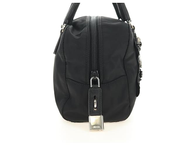 PRADA Hand Bag Nylon Black Silver - vista 5